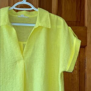 Zoey and Leelo Vibrant Yellow Tab Sleeve Shirt